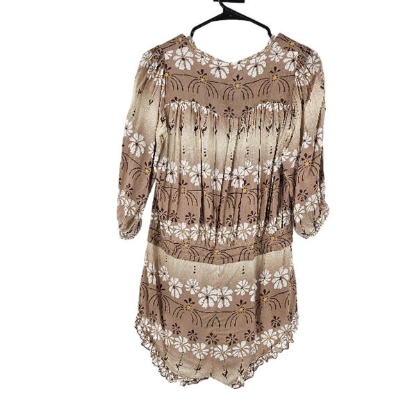 Spell & The Gypsy Boho Romper Brown Daisy Chain Floral Ruffle NWT Sz XS - Picture 3 of 8